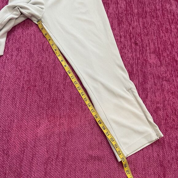Lululemon Softstreme Ribbed Zip Leg High Rise Cropped Pants Bone Cream Size 12 - Picture 11 of 12